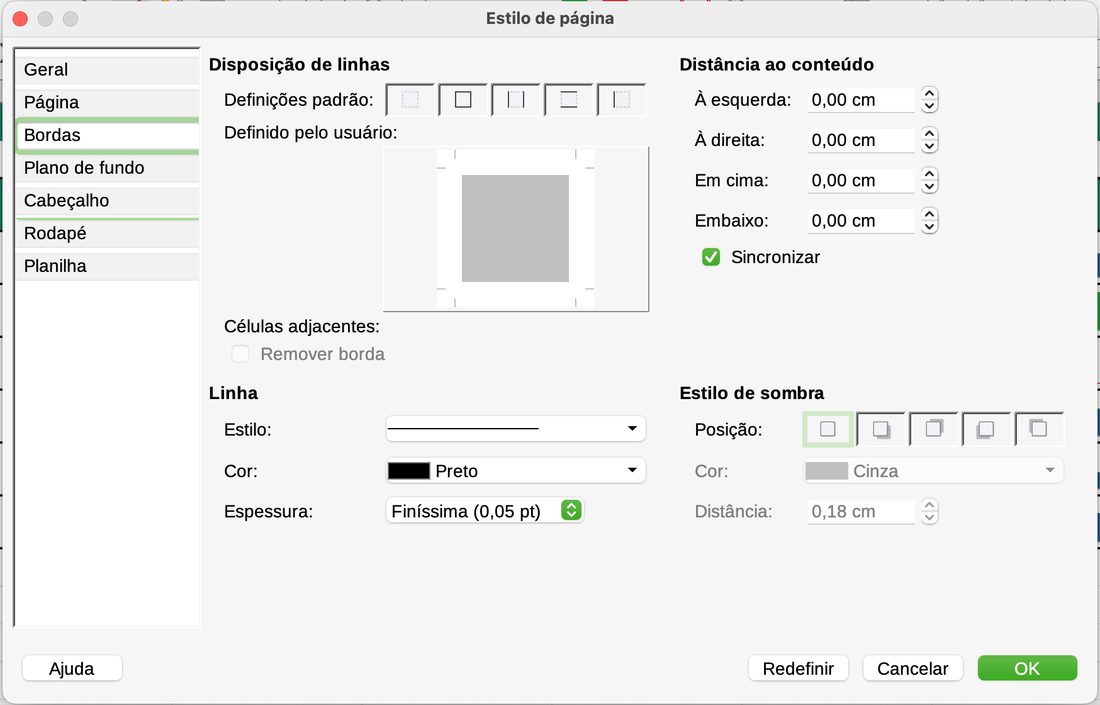 Aba Cabeçalho (ou Rodapé) no LibreOffice Calc