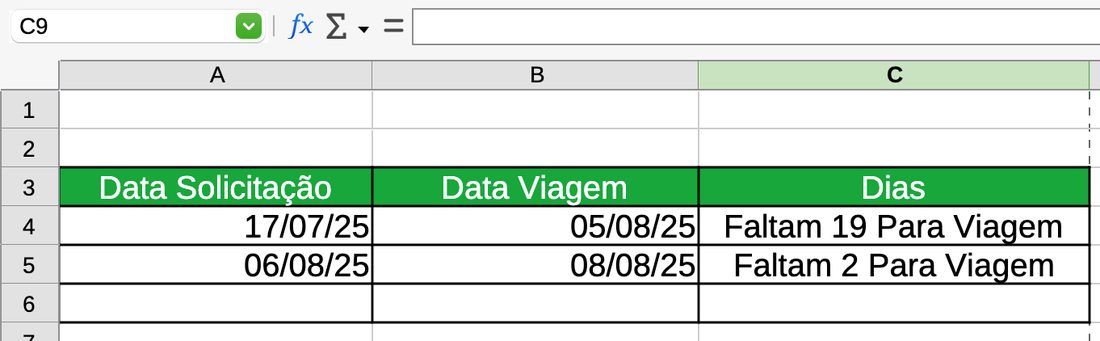 Contagem regressiva no LibreOffice Calc