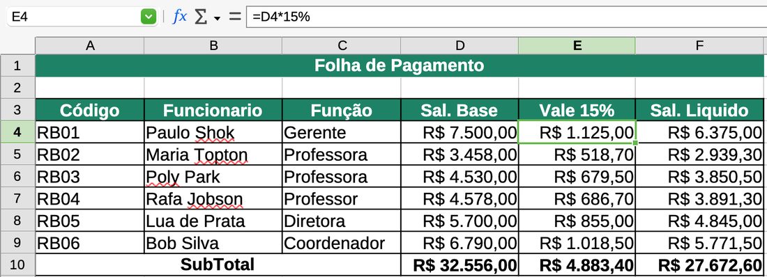 Selecione os dados no LibreOffice Calc